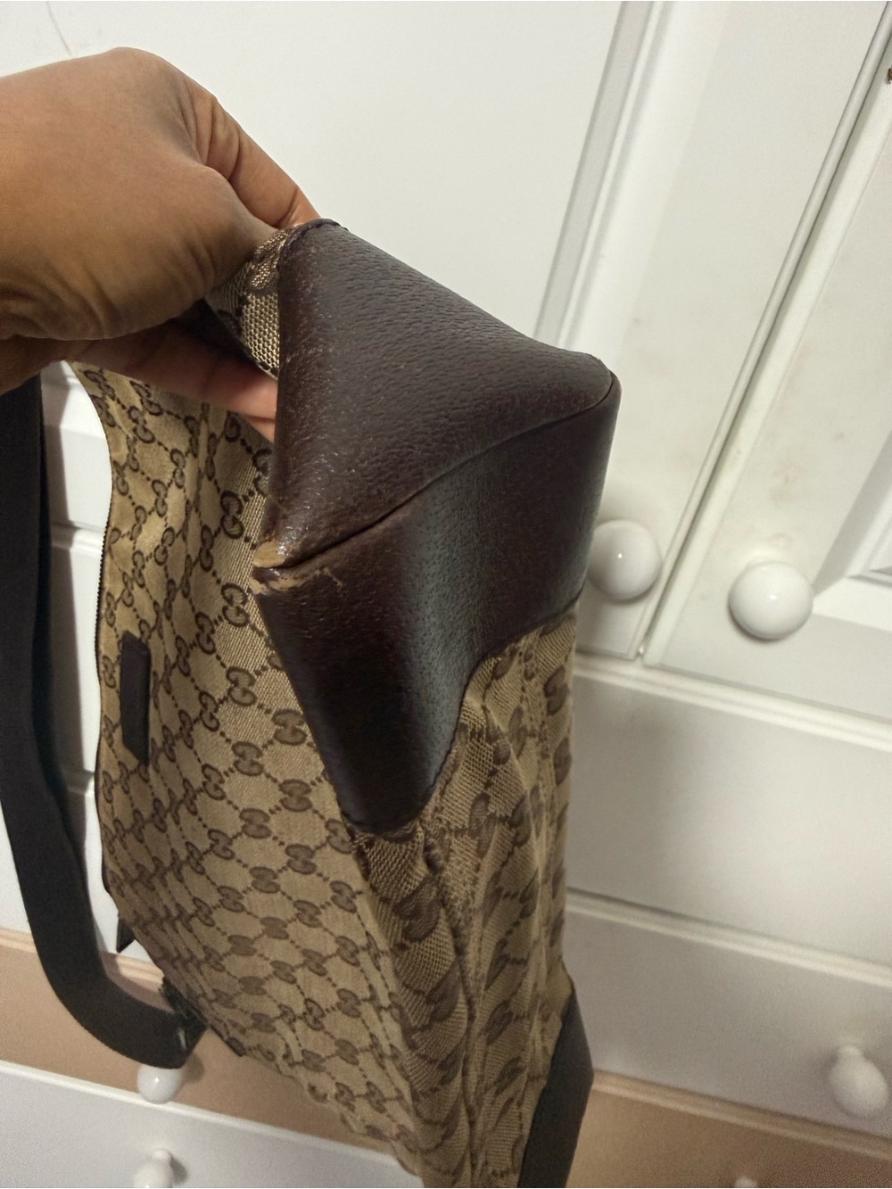 Gucci Beige and Dark Brown GG Monogram Crossbody - Picture 9 of 11